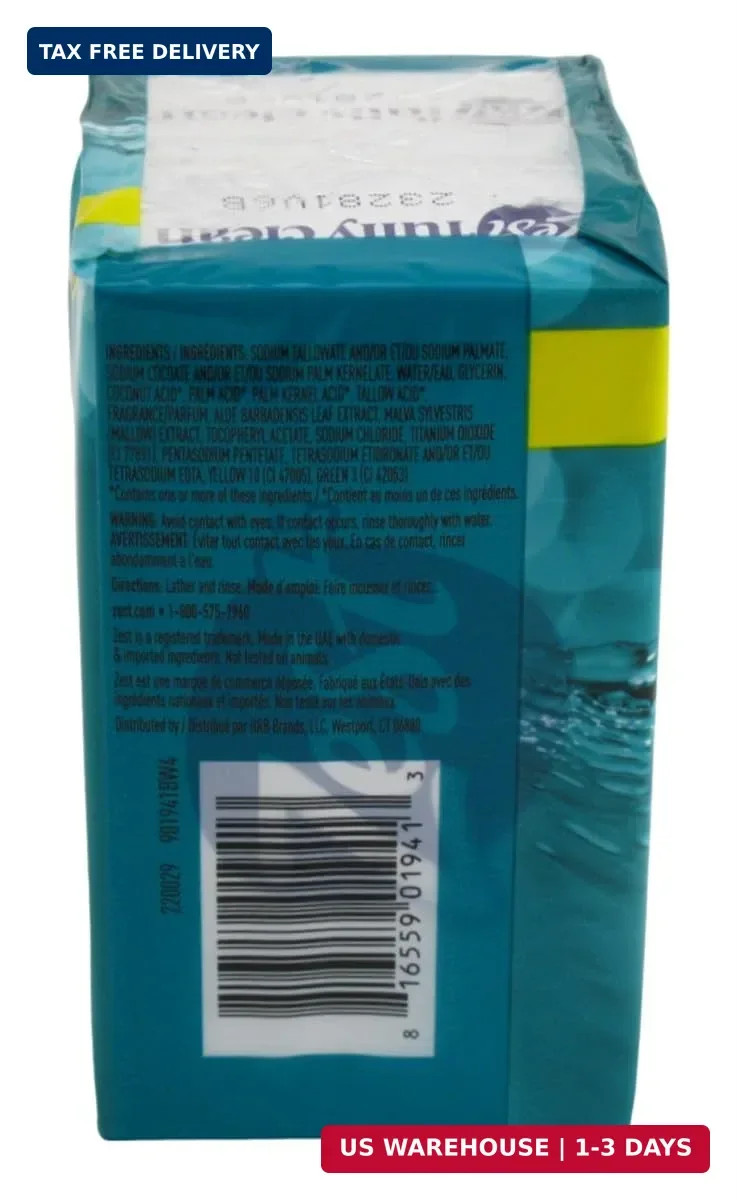 Zest Soap Refreshing Aqua Bath Bars 4.12 Ounce (Pack of 2)