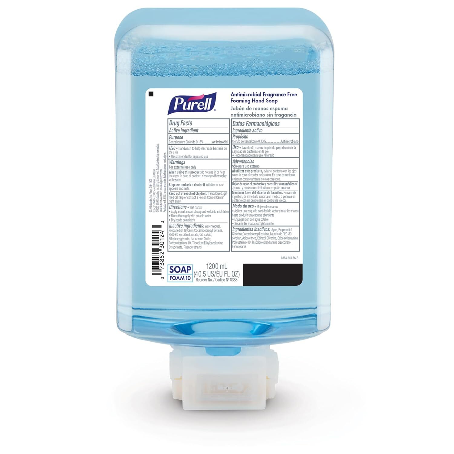 PURELL ES10 (8383-02) Foaming Hand Soap, Fragrance Free, 1200 mL (Pack of 2)