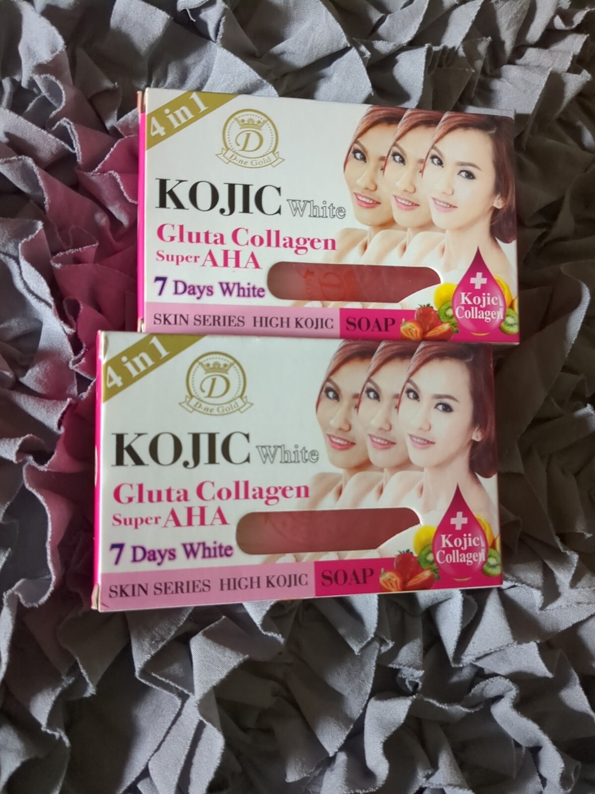 D-ne Gold Kojic White Gluta Collagen AHA Soap 4 in 1, 160g x 2