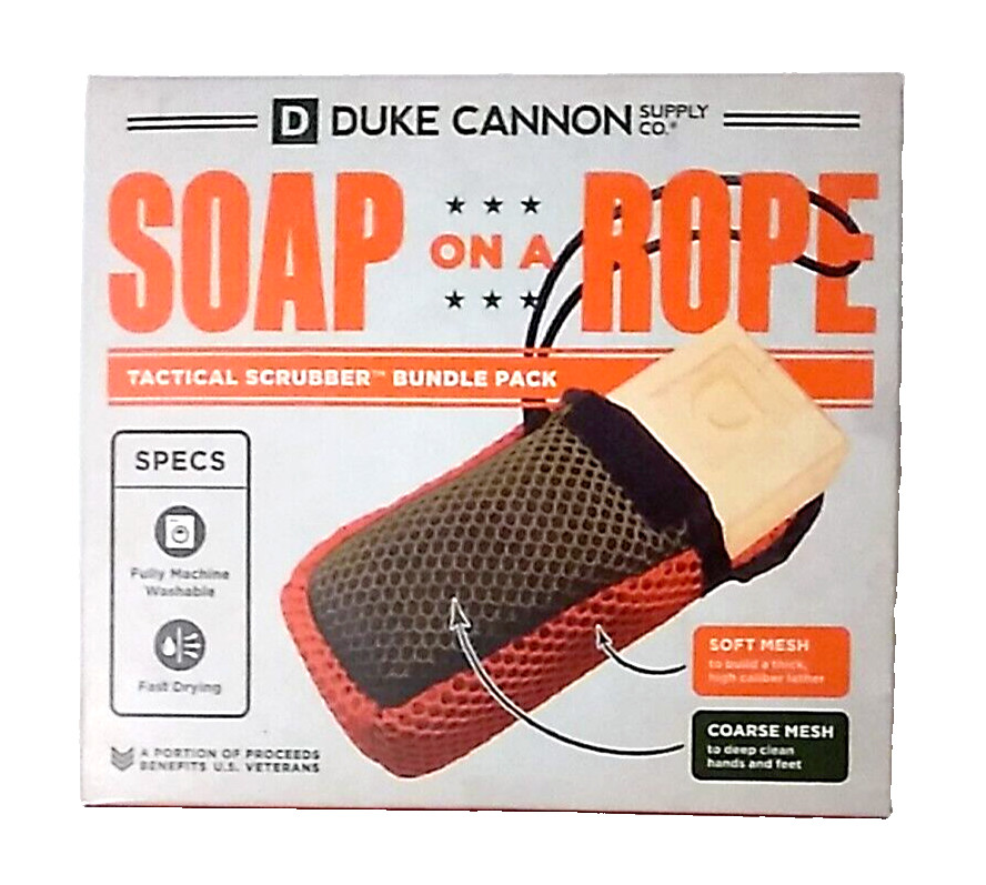 Duke Cannon Soap On a Rope Tactical Scrubber Pouch + Oak Barrel Bourbon Soap Set