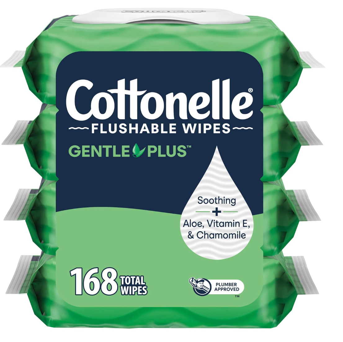 Cottonelle GentlePlus Flushable Wet Wipes, 4 Flip-Top Packs pack of 2