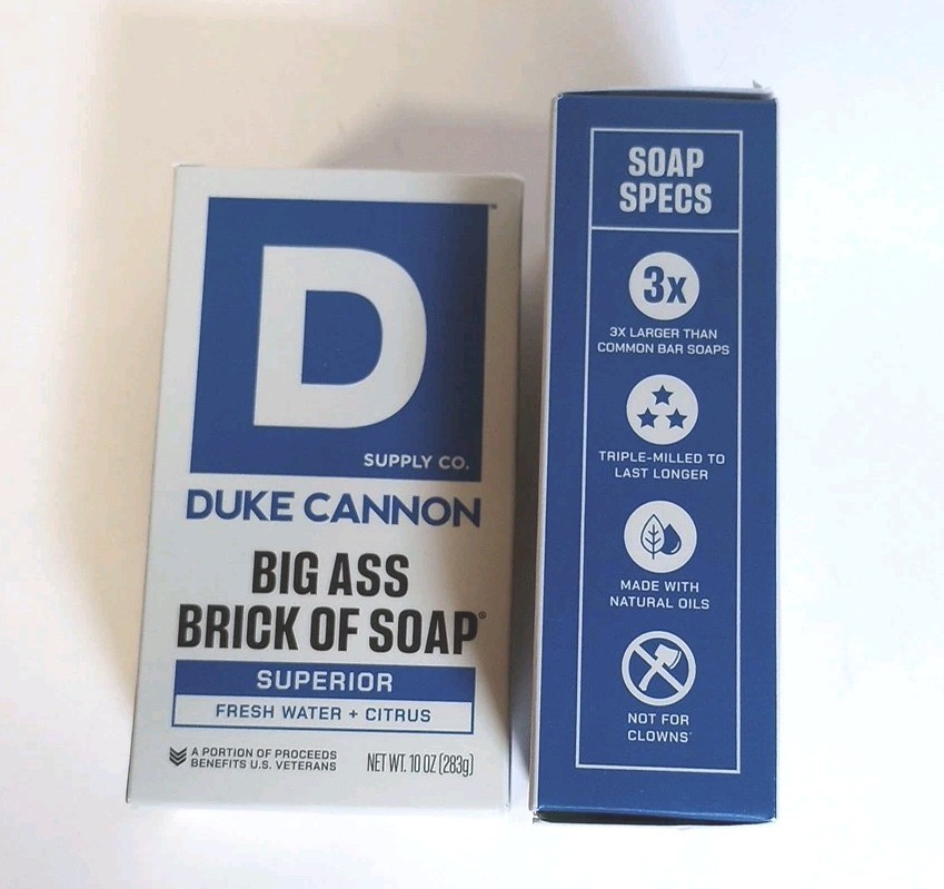 NEW Duke Cannon – Big Ass Brick of Soap Superior – Fresh Water + Citrus – 2 Bars
