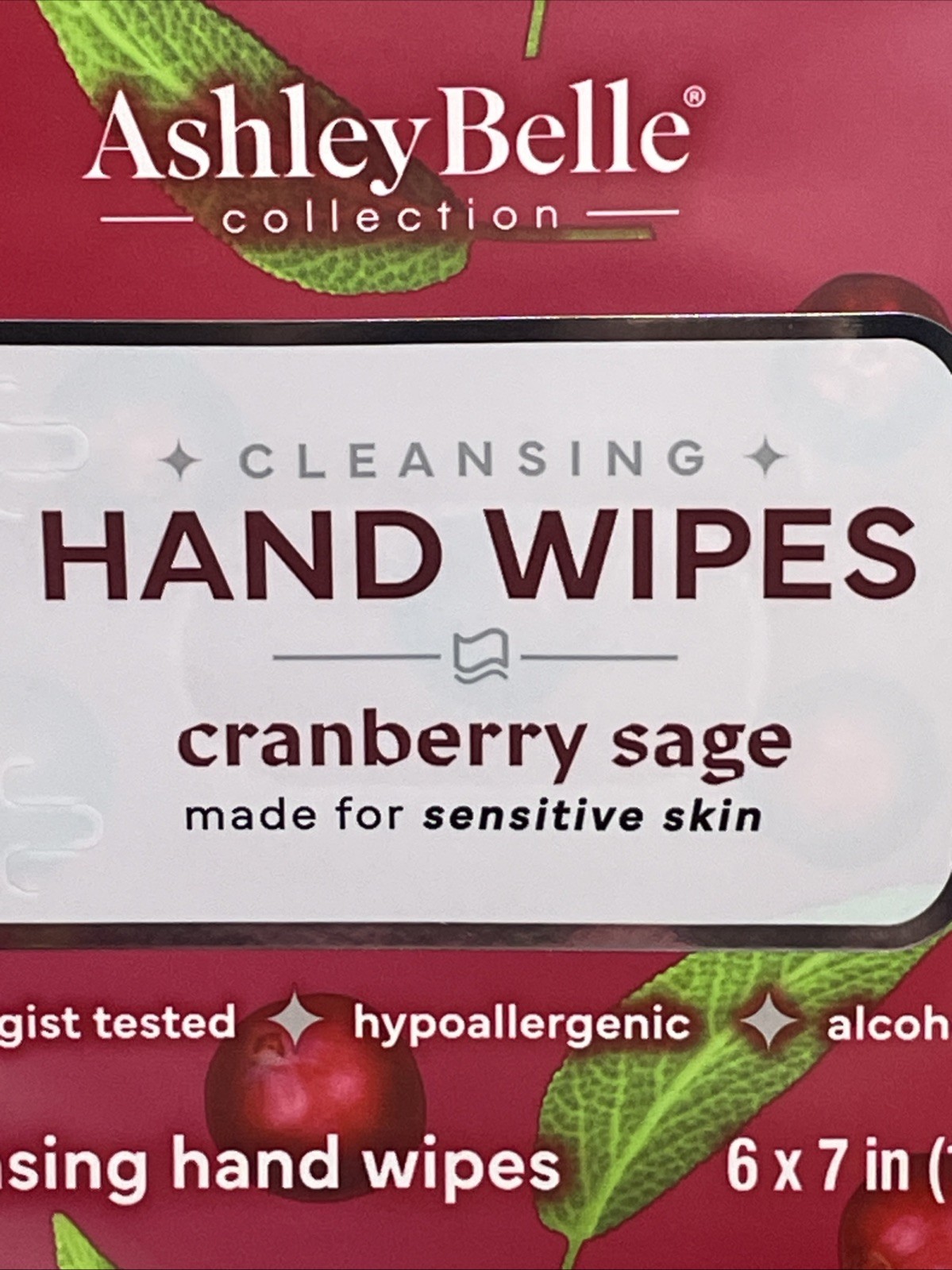 Lot Of 2 Ashley Belle Hand Wipes Cranberry Sage 60 Total New Free Shipping