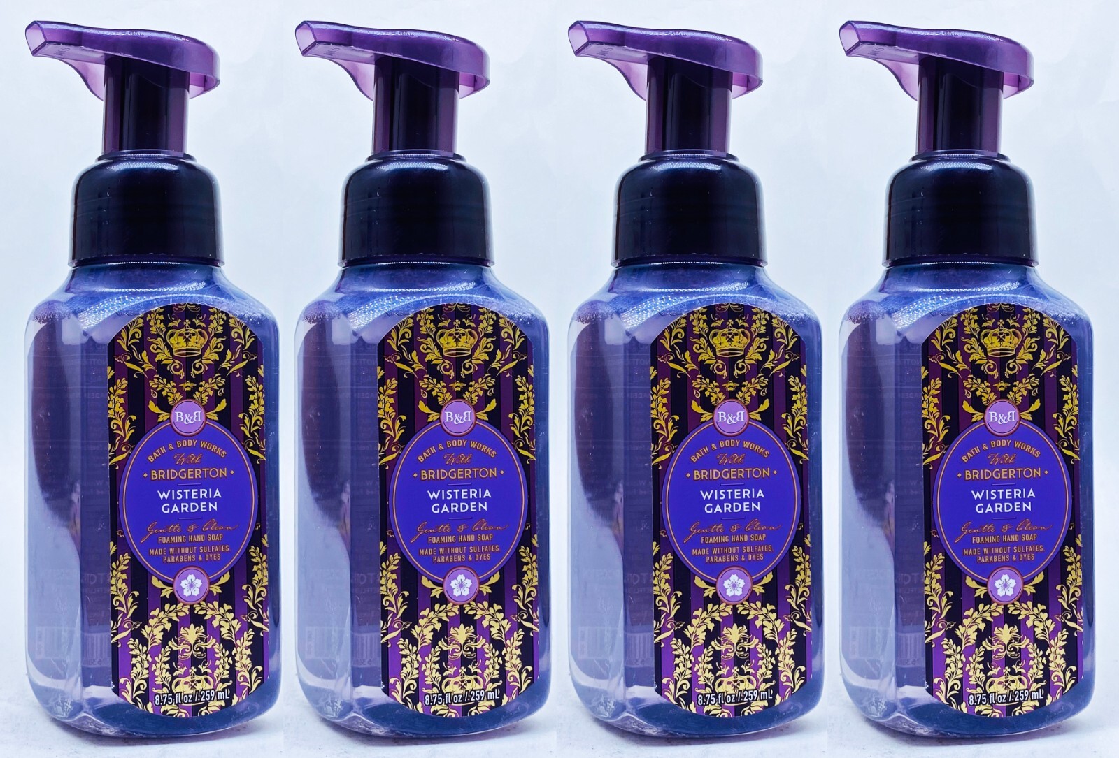 4 Bath Body Works WISTERIA GARDEN Gentle Clean Foaming Hand Soap 8.75 oz