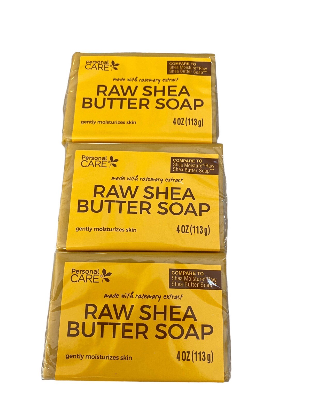 (3 Pack) Personal Care Raw Shea Butter Soap w/ Rosemary NEW 4 oz Moisturizes