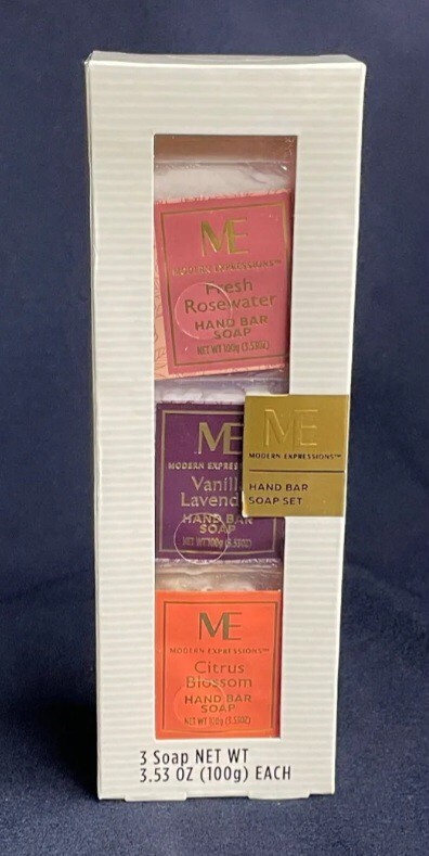 x3 Bar Soap Gift Sets Fresh Rosewater Vanilla Lavender Citrus Modern Expression
