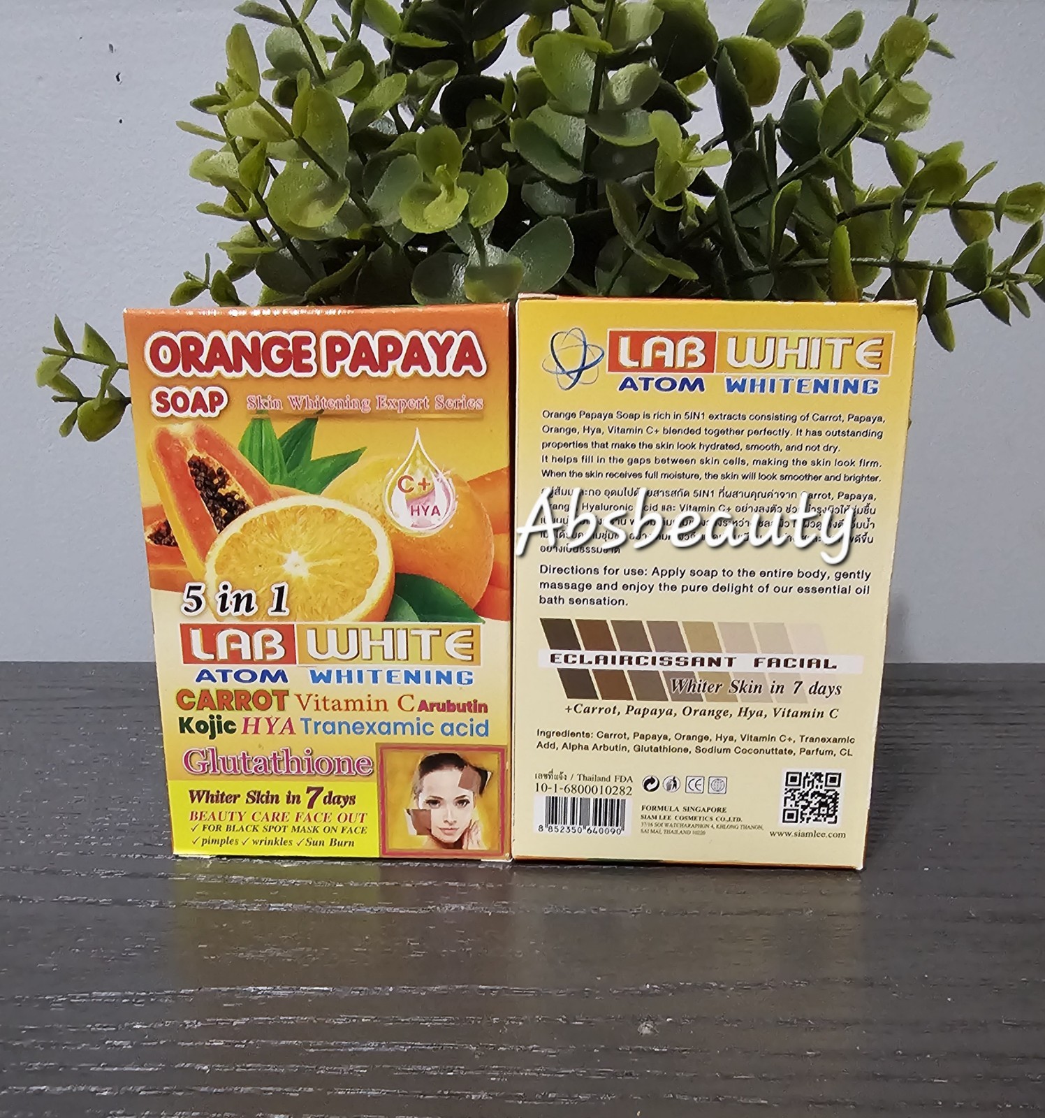 Lab White Orange Papaya 5in1 Whitening Soap With Vitamin C ➕️Hya, 1pc