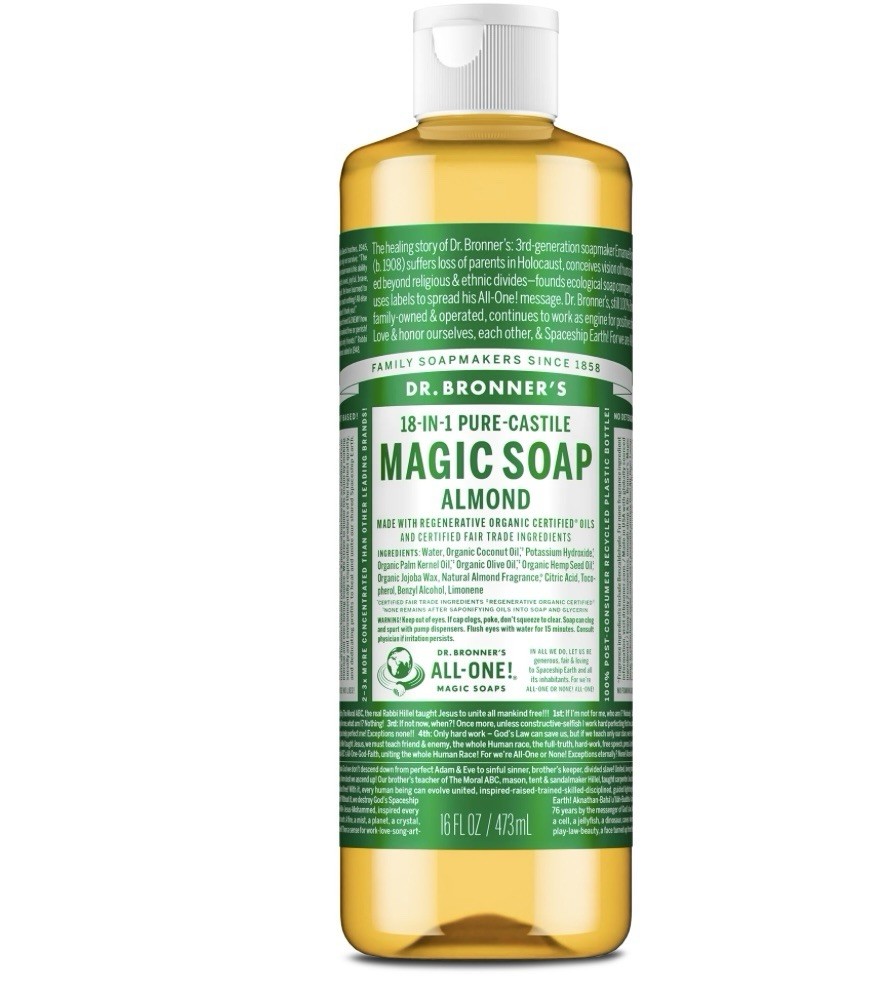 Dr Bronner’s 18-In-1 Hemp Almond Pure-Castile Soap 16fl oz 473ml