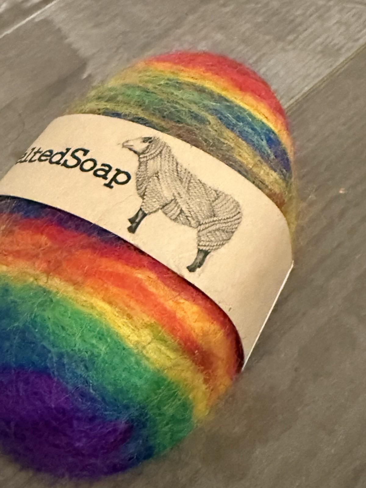Felted Exfoliating Soap Rainbow Plant Based With Shea Butter