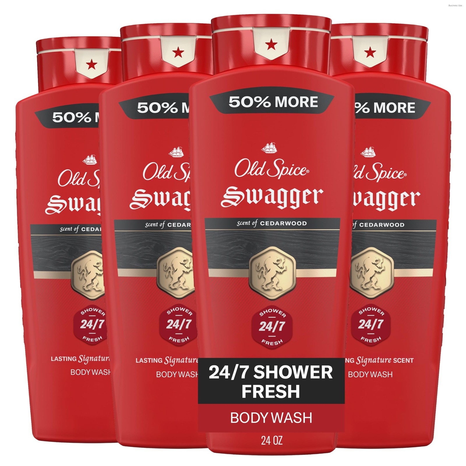 Old Spice Refreshing Body Wash for Men, 3X Defense, 24 Fl Oz (Pack of 4), Red