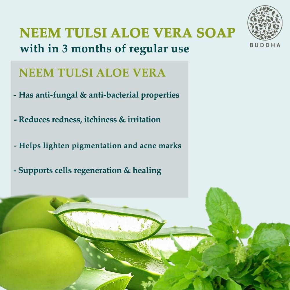 Buddha Natural Neem Tulsi Aloe Vera Soap (100g)