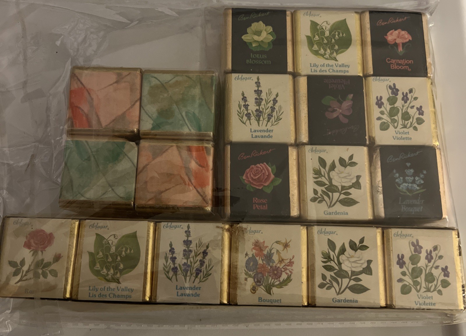 10 Vintage Delagar English Country Floral Bath Cubes + 9 English Unbranded Cubes