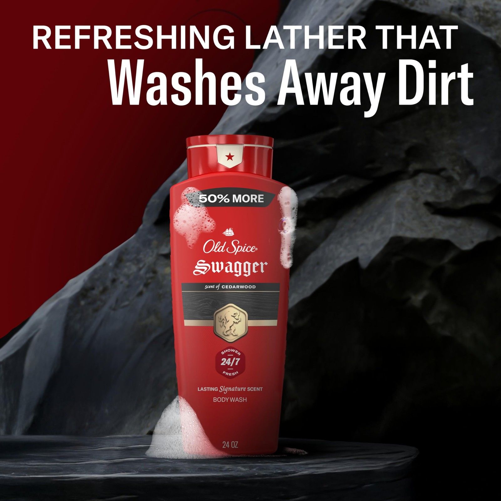 Old Spice Refreshing Body Wash for Men, 3X Defense, 24 Fl Oz (Pack of 4), Red