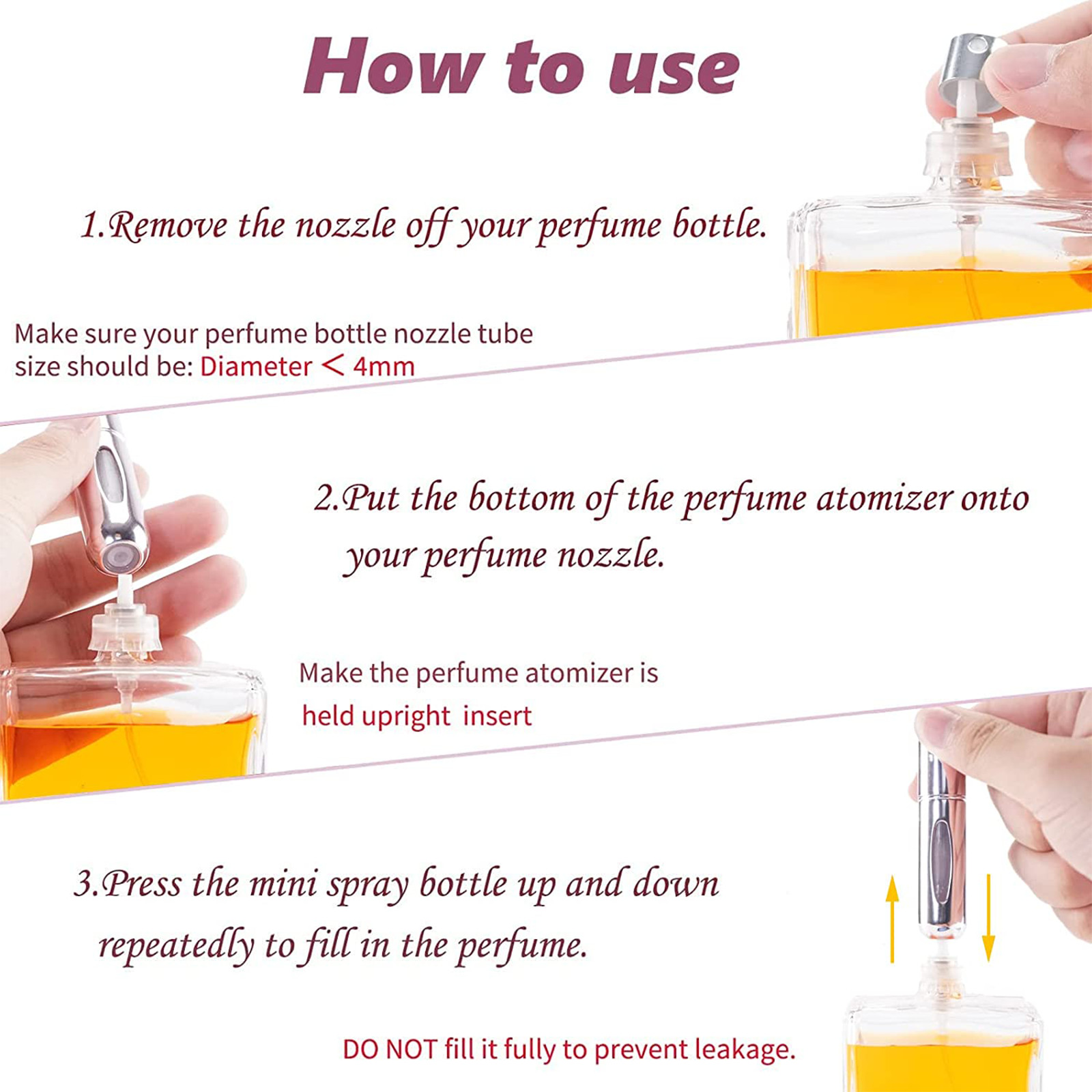 5PCS 5ml 8ml Perfume Bottle Portable Refillable Atomizer Pump Spray Empty Glass