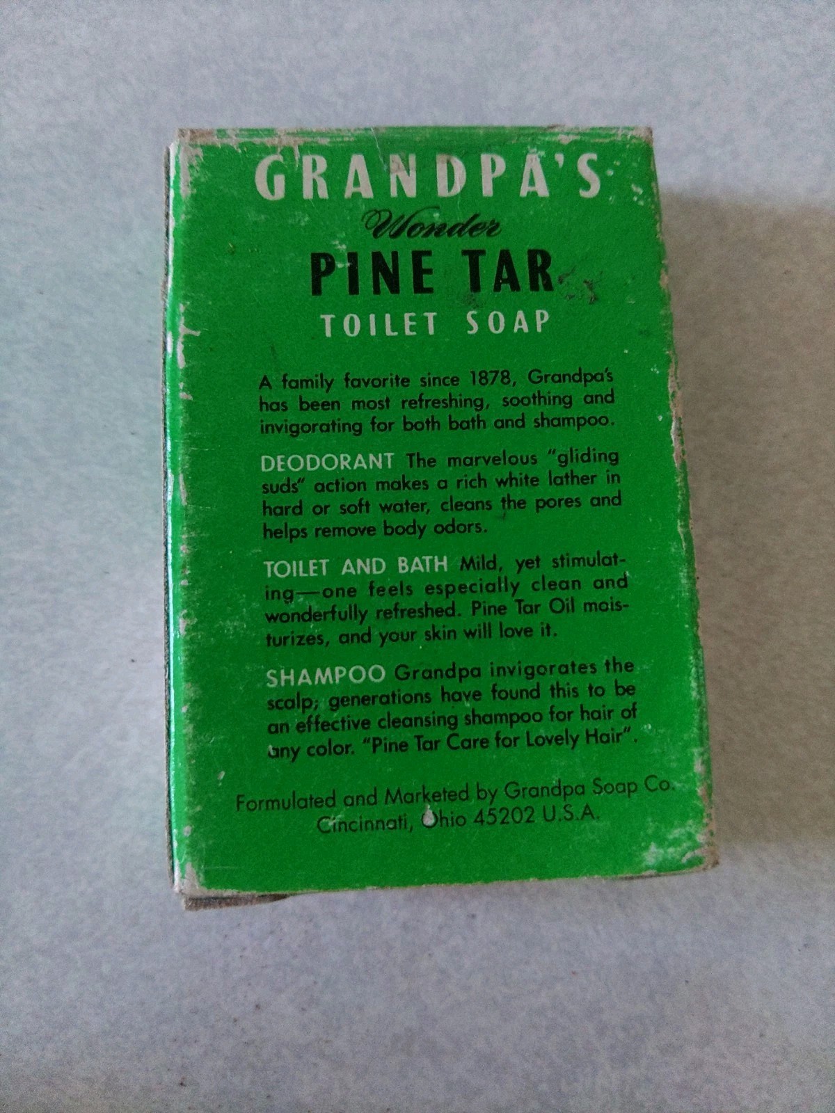 Vintage Grandpa’s Wonder Pine Tar Toilet Soap 1.25 Oz Never Used