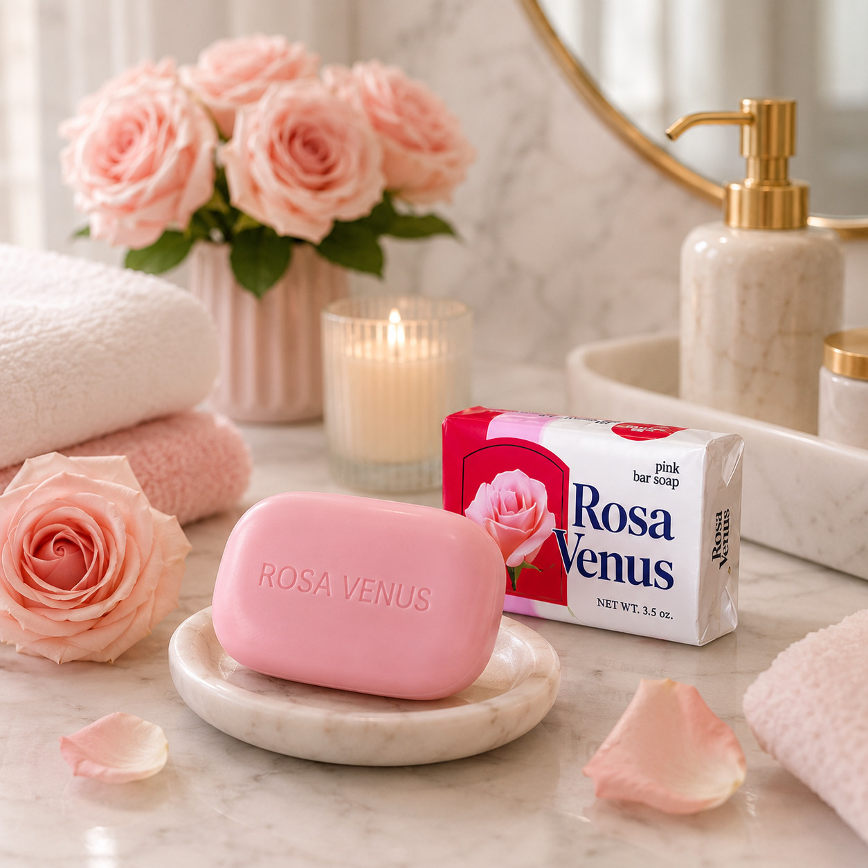 Rosa Venus Pink Bar Soap 5.3 oz 12 Pack Moisturizing Bath Body Soap