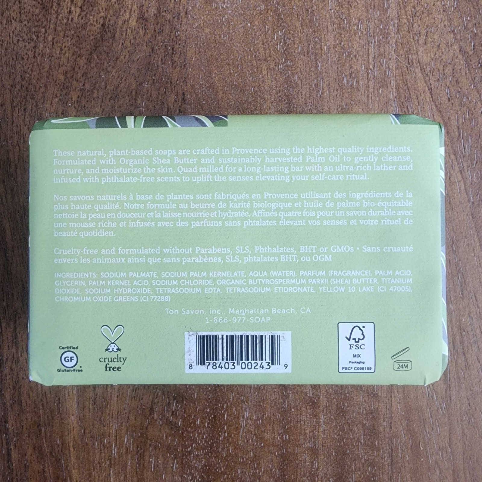Terre À Terre – Green Tea Soap – 7oz 200g – Made in France