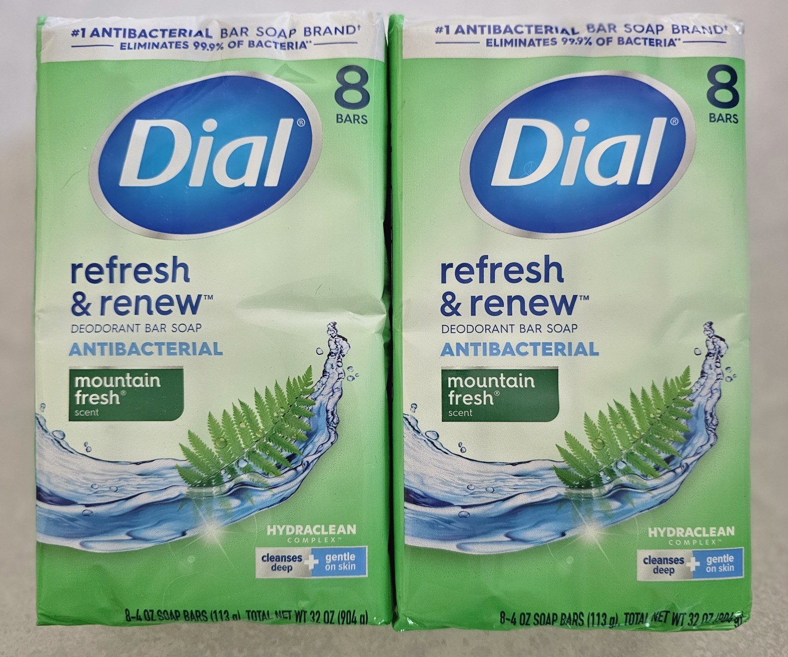 2 Pack Dial Antibacterial Bar Soap, Mountain Fresh, 4 Ounce, 8 Bars 16 Total