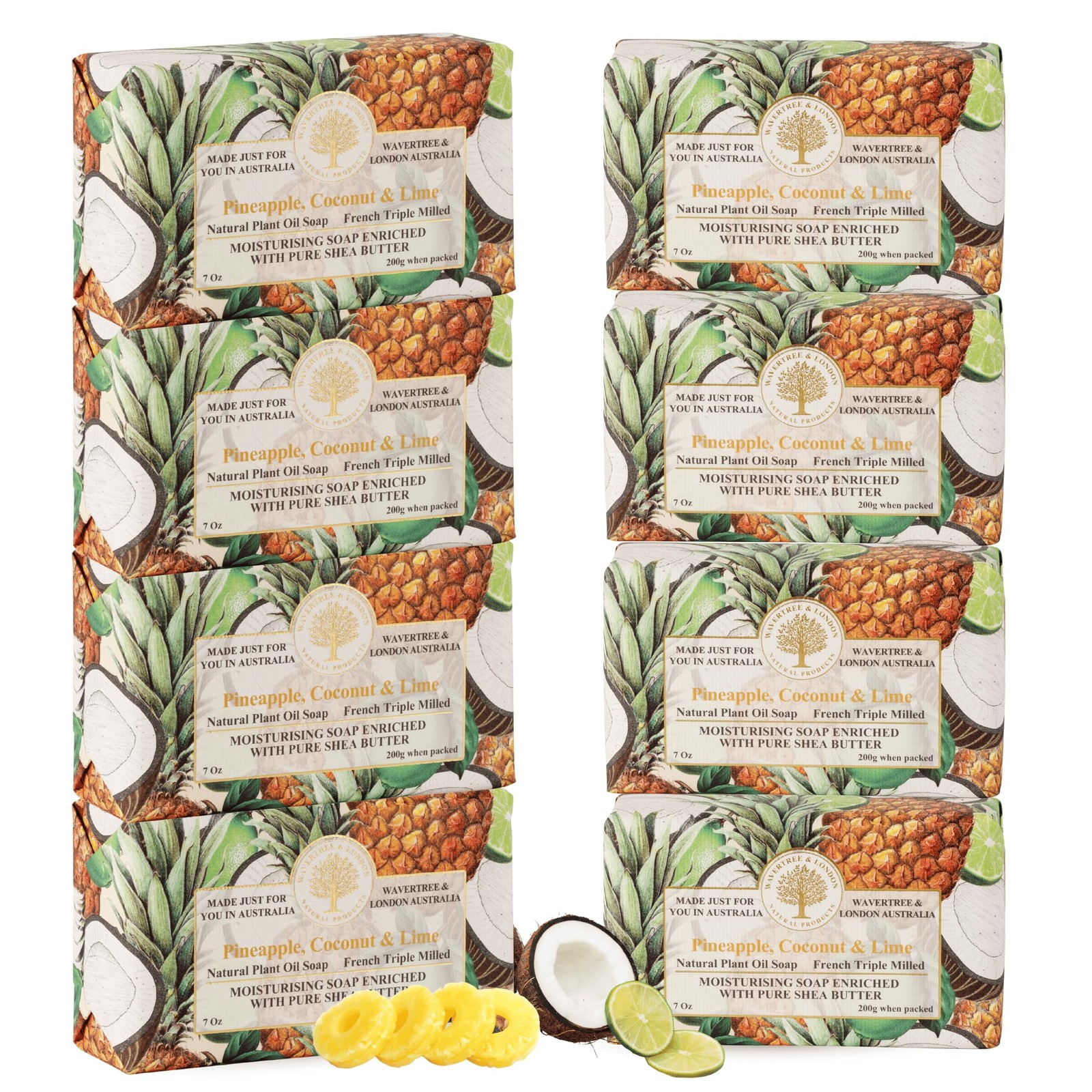 Wavertree and London Soap Pineapple Coconut Lime 8 Bars 7oz