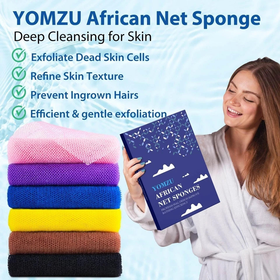 African Net Sponge Exfoliating Bath Pink, Yellow, Purple, Coffee, Blue, Black