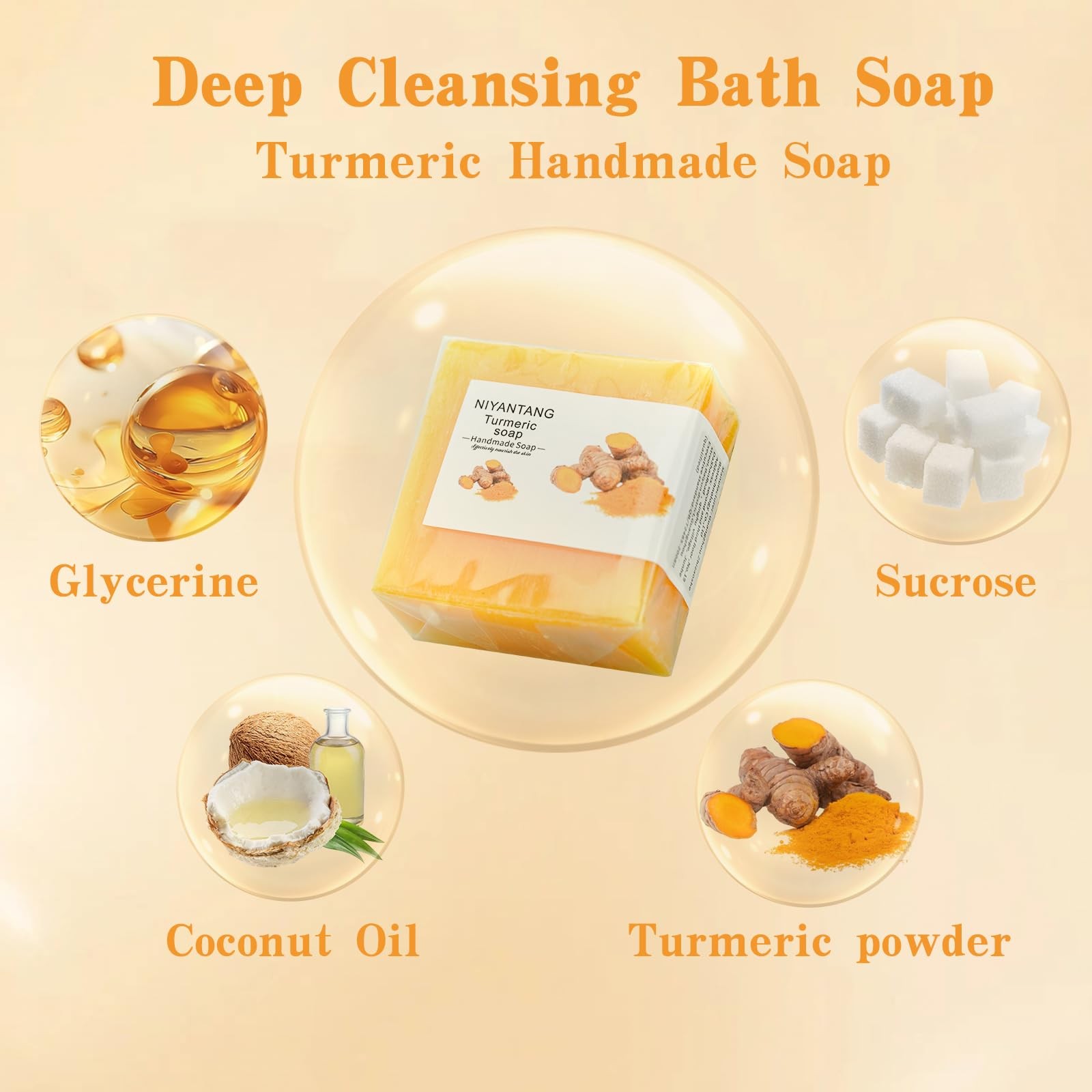 Shibarcle 3 PCS Turmeric Soap Bar, Natural Bar for 3.6 Ounce (Pack of 3)