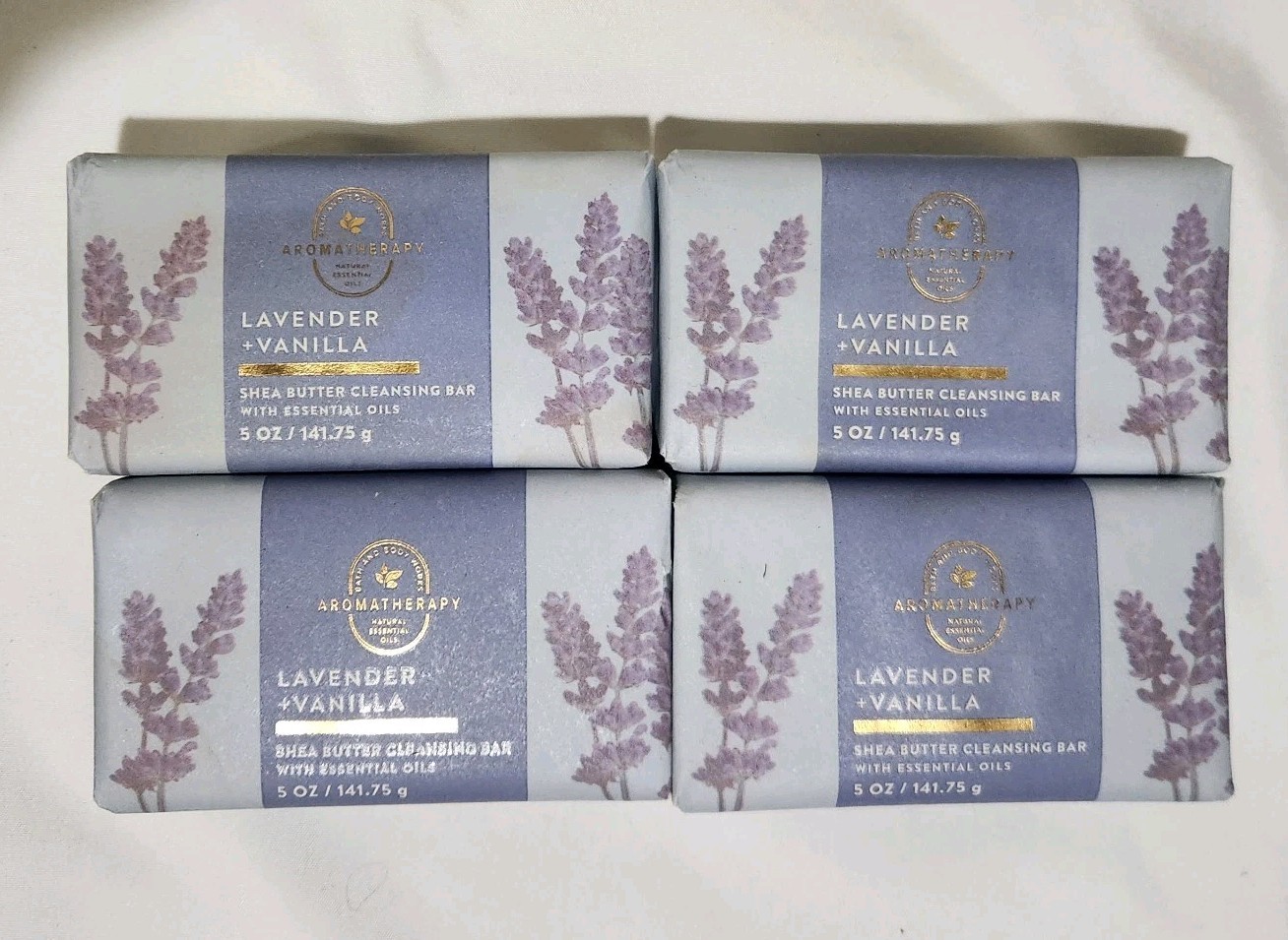Bath & Body Works Bar Soap Aromatherapy Lavender & Vanilla Shea Butter Lot Of 4