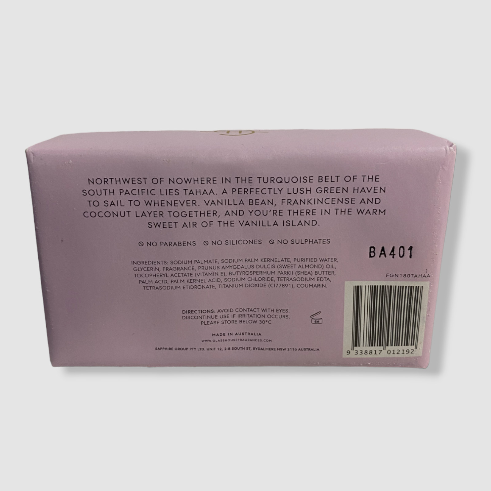 $15 GLASSHOUSE FRAGRANCES Vanilla Caramel A Tahaa Affair Body Soap Bar | 6.3 oz