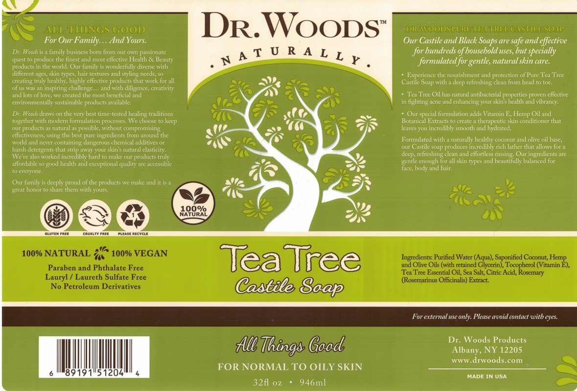 Dr. Woods Naturally Castile Liquid Soap with 100% Pure Tea Tree 946 mL 32 fl oz