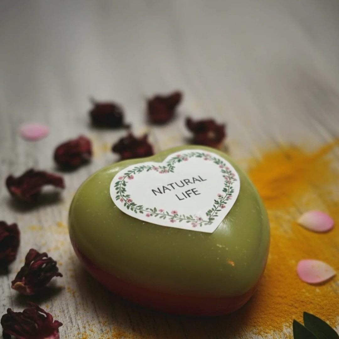 Handmade Turmeric Hibiscus Brightening Soap Dual Layer Natural Face Body Wash Ba