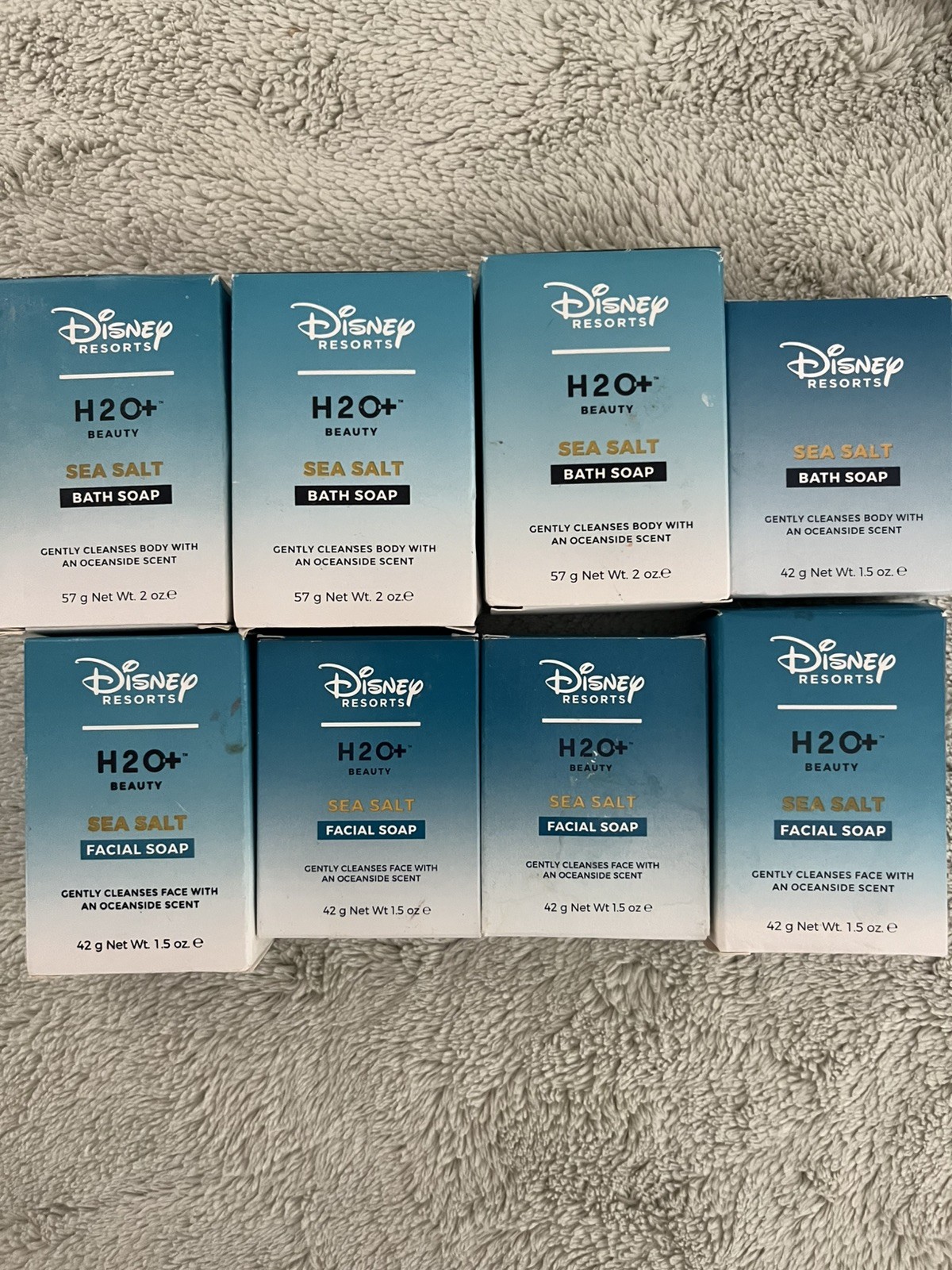 Disney Resorts SEA SALT 4 Bath Soap 4 Facial Soap Bars – New In Box 1.5 oz