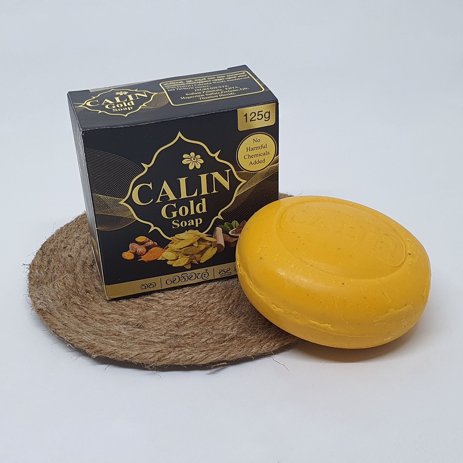 CALIN Gold Beauty Soap with Pure Natural Ceylon Turmeric Venivel Sandalwood 125g