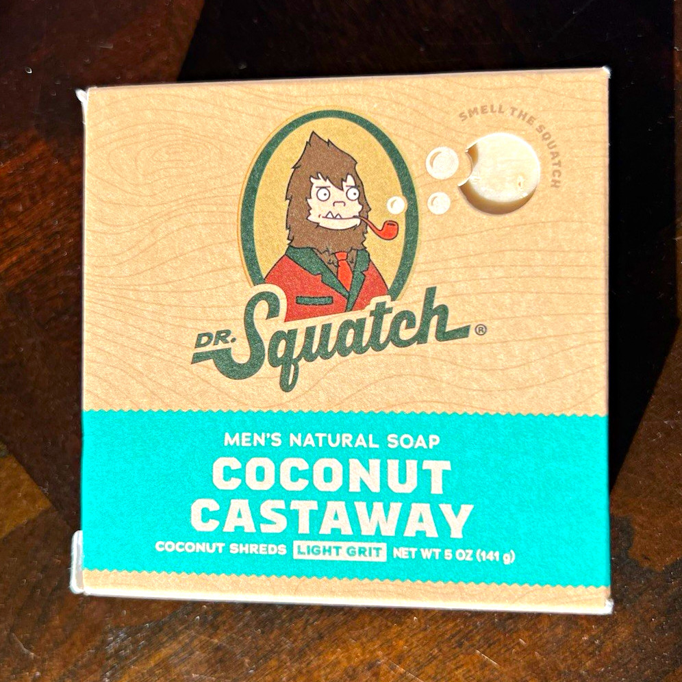 Dr. Squatch Men’s Natural Castile Soap Bar Coconut Scent, Coconut Shreds 5 oz