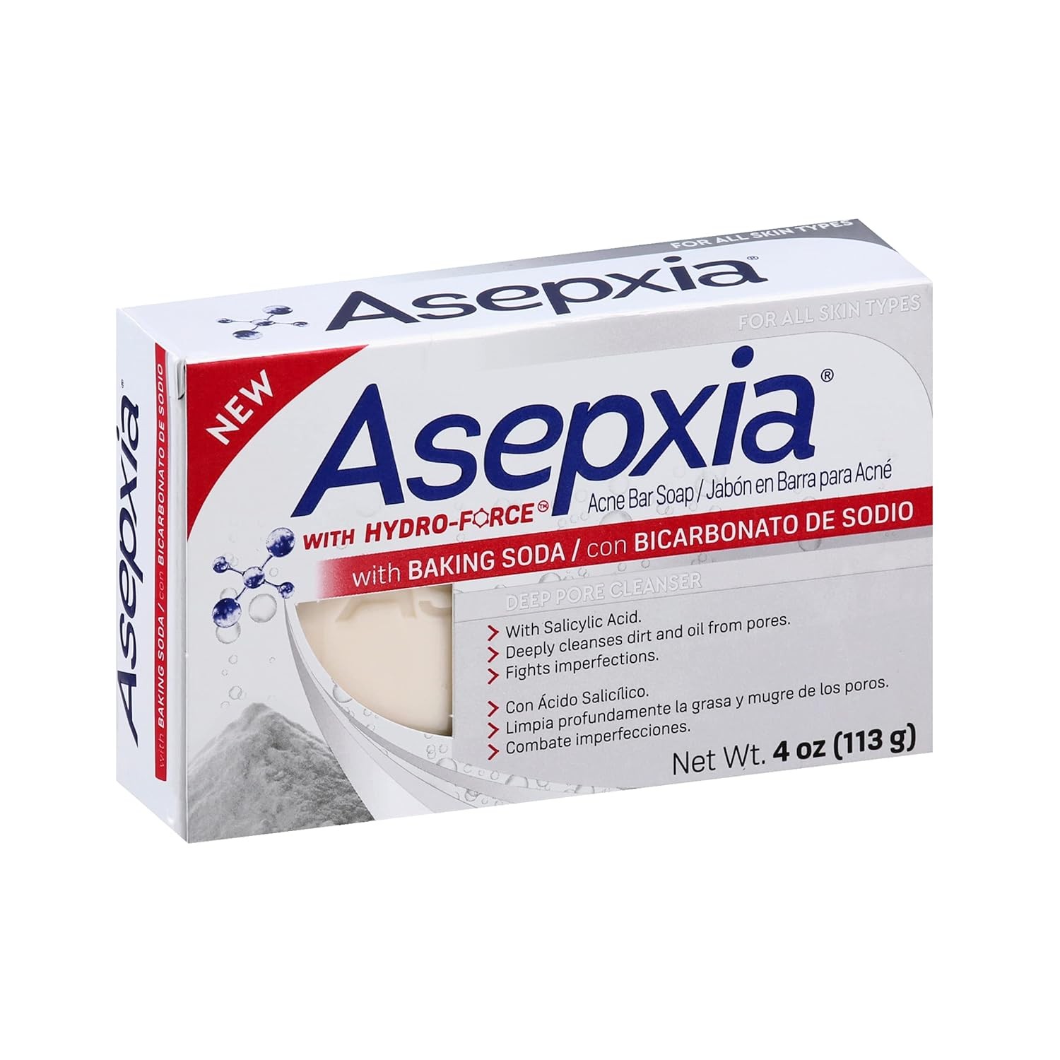 Asepxia w/ Baking Soda Acne Bar Soap Deep Pore Cleanser, 4oz (113g) (Pack of 2)