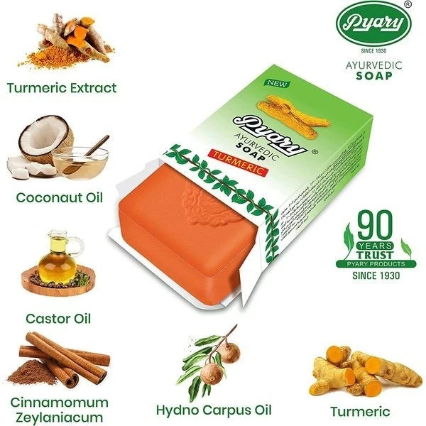 5 pcs Pyary ayurvedic turmeric soap 75 gms natural vegetable source صابون الكركم
