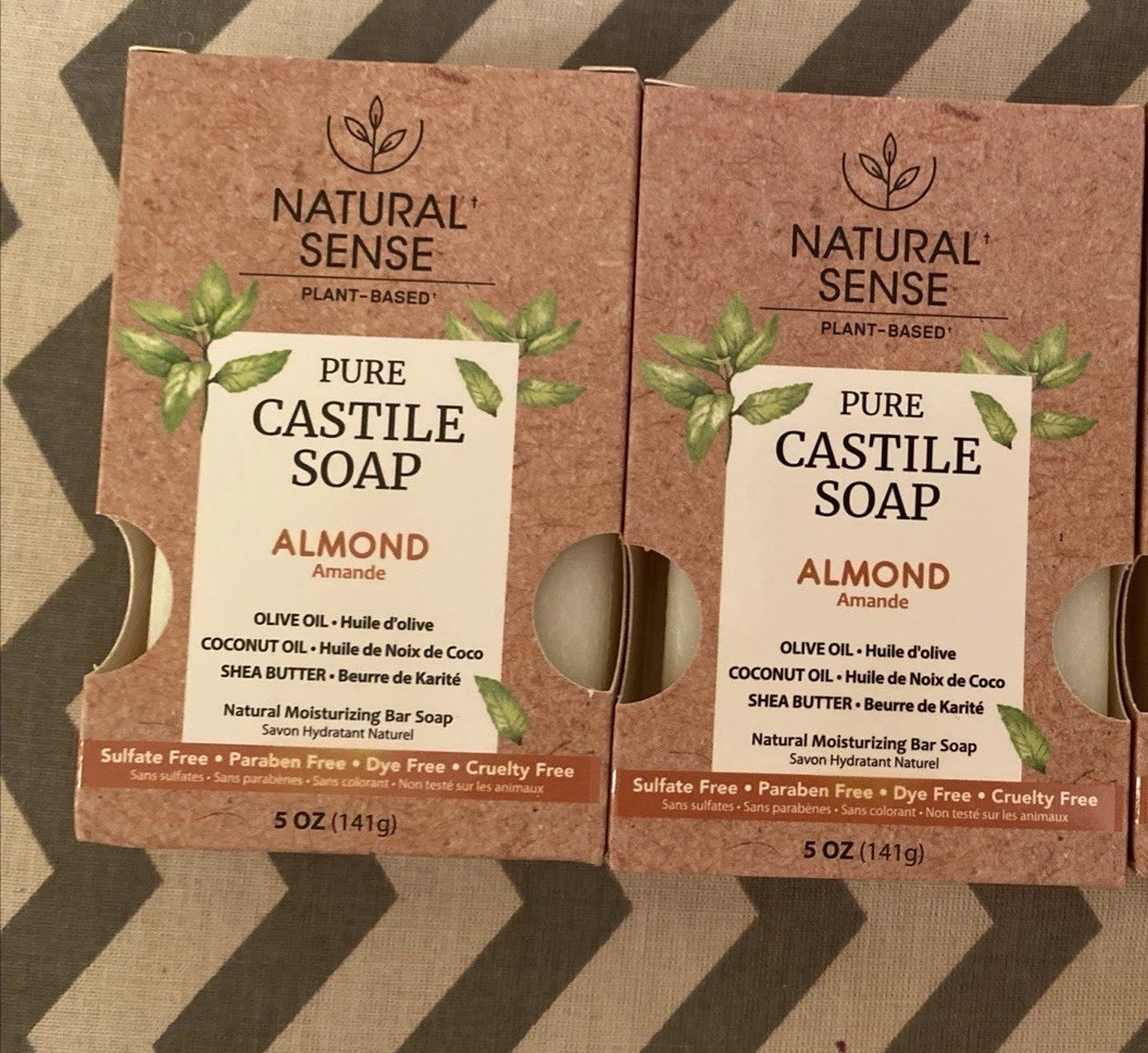 3 Bars Natural Sense Pure Castile Soap Almond 5 oz Each Natural Moisturizing