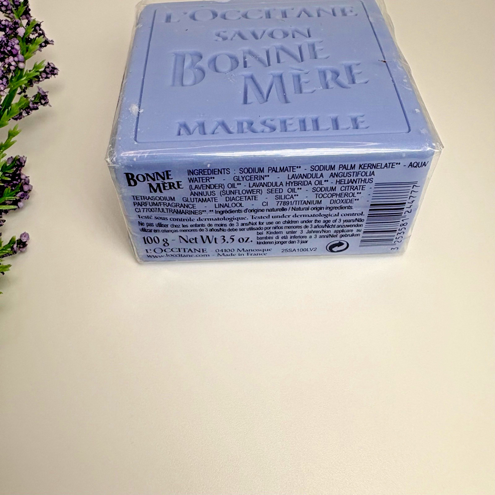 L’Occitane Savon Bonne Mere Marseille Purple Lavender SOAP 3.5 oz. 100g SEALED