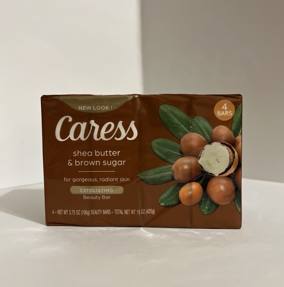 2 Pack-Caress Shea Butter & Brown Sugar Exfoliating Beauty Bar~ 8 Total Bars
