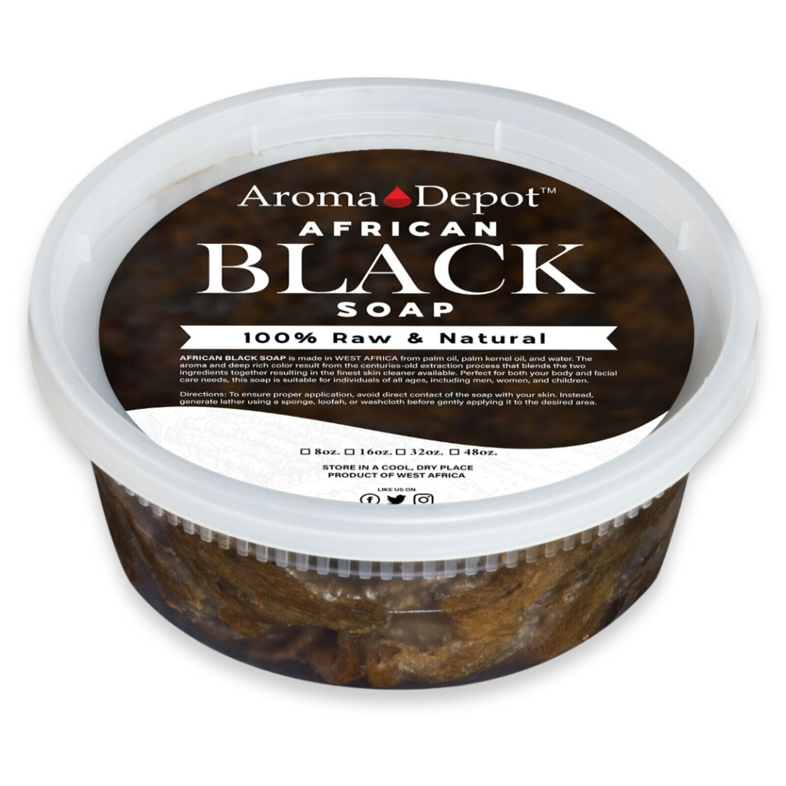 Raw African Black Soap Paste 8 oz. WHOLESALE Natural Wash Face Body Hair 6 PACK