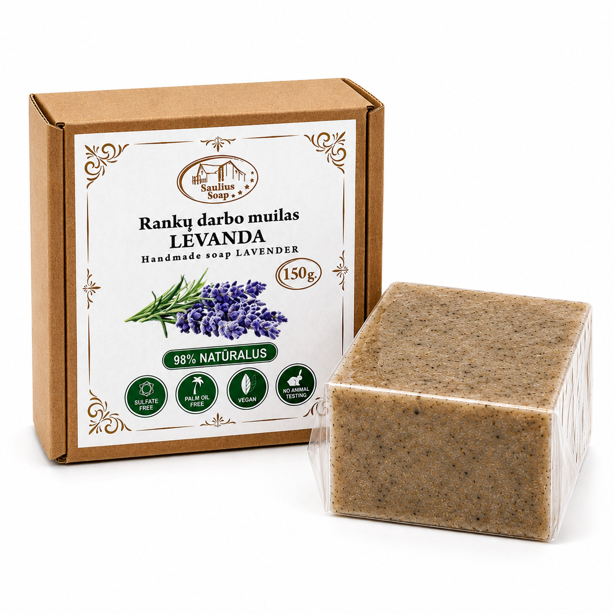 Handmade Lavender Soap 98% Natural Vegan Moisturizing Soap Bar