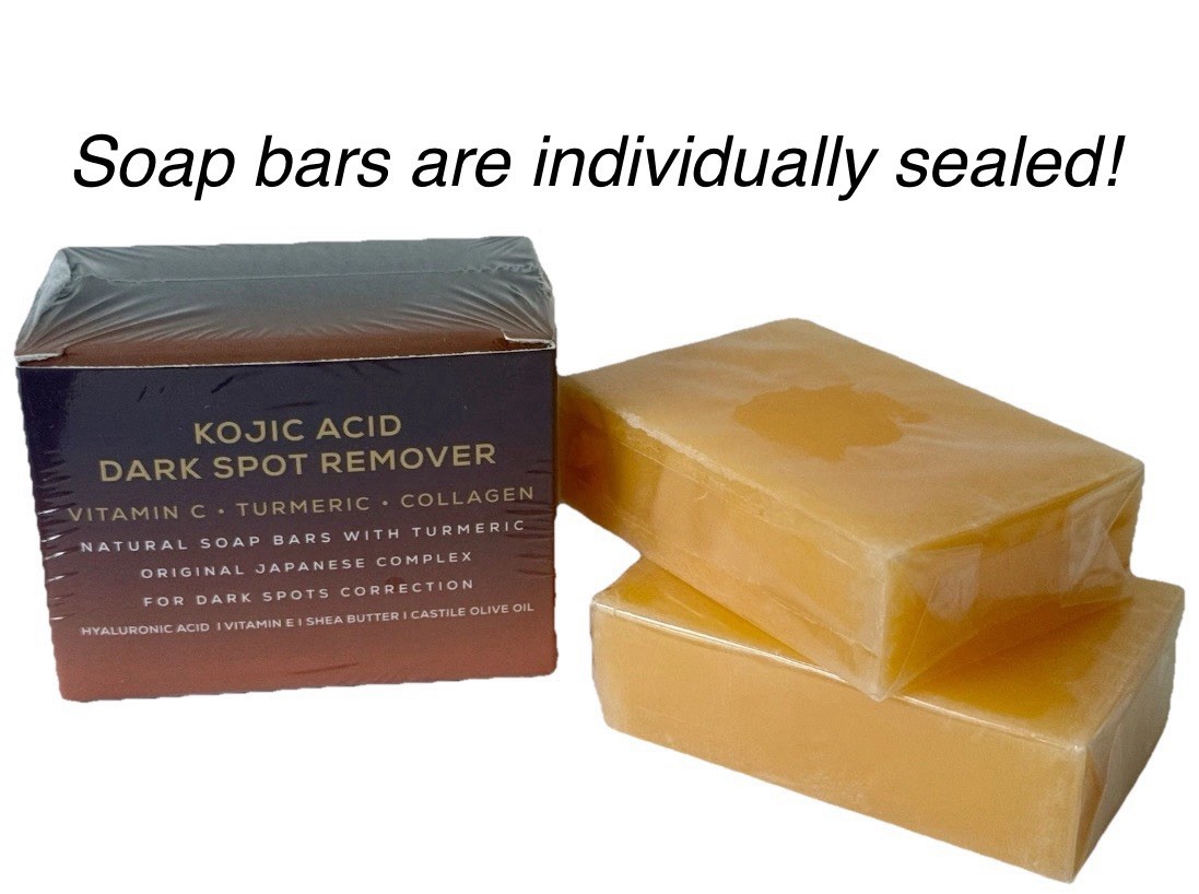2-Pack Kojic Acid Soap Bars – Dark Spot Remover w/ Vitamin C, Retinol & Collagen