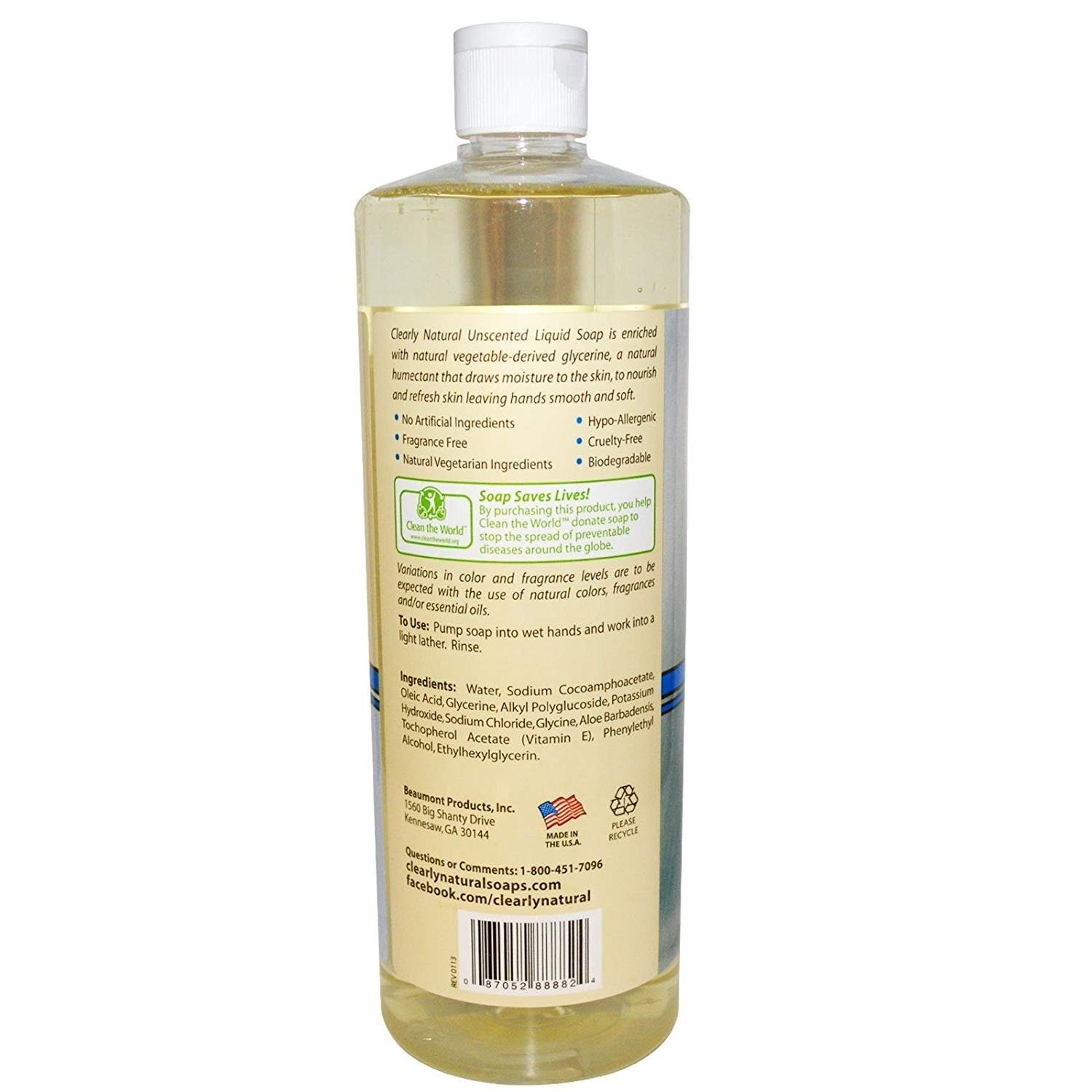 Clearly Natural Essentials Liquid Pure Glycerine Hand Soap Unscented 32 fl oz