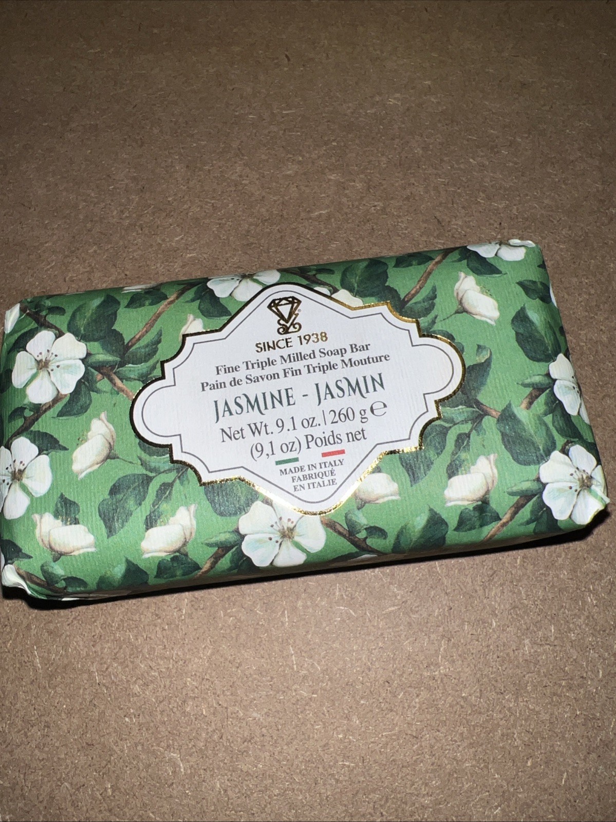 Diamante Italian Luxury Bath Bar Soap Jasmine scented 9.1oz fine triple milled