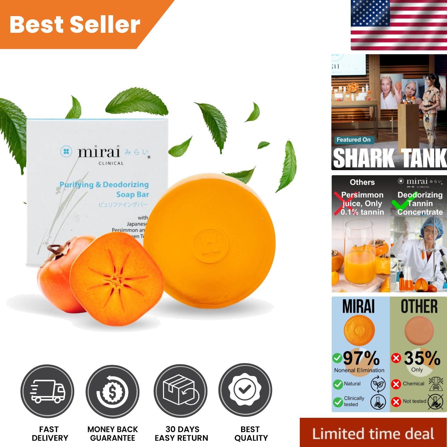 Doctor-Approved Persimmon and Green Tea Soap Bar – Eliminate Nonenal Smells