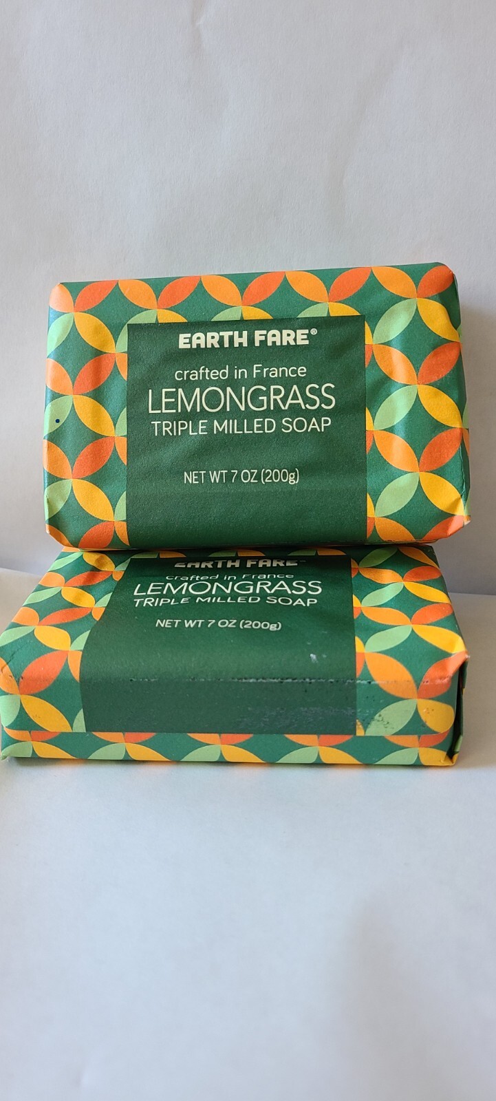 Earth Fare Triple Milled Soap LEMONGRASS Made In France (2 Soaps)