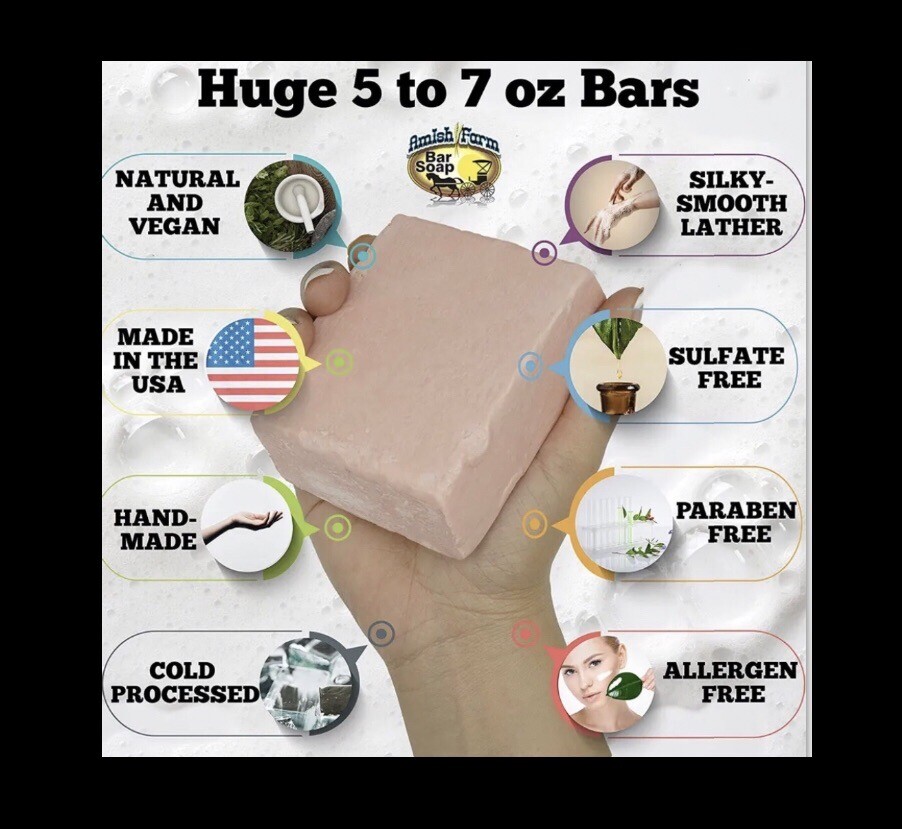 3 Pack (15 Bars) Amish Farm Worlds Best Quality Bar Soap each approx 3”x3”x1.25”