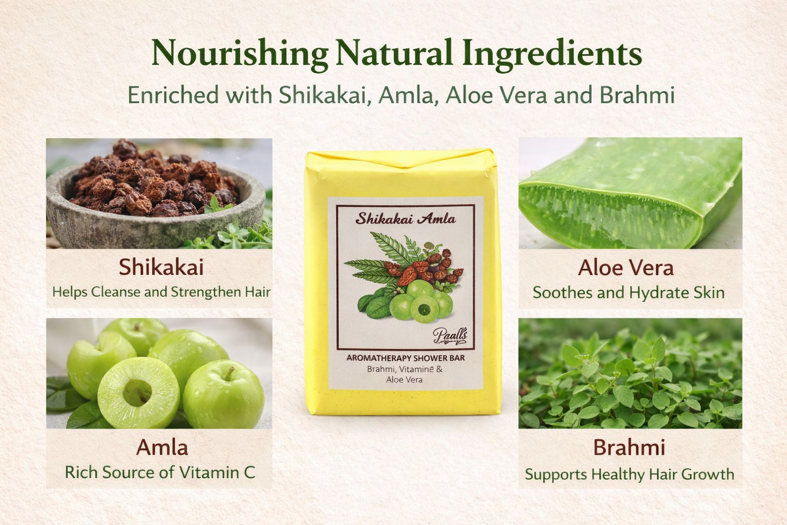 Aromatherapy Shower Bar Fragrance Bathing Soap Pack of 100g x 2 Shikakai Amla