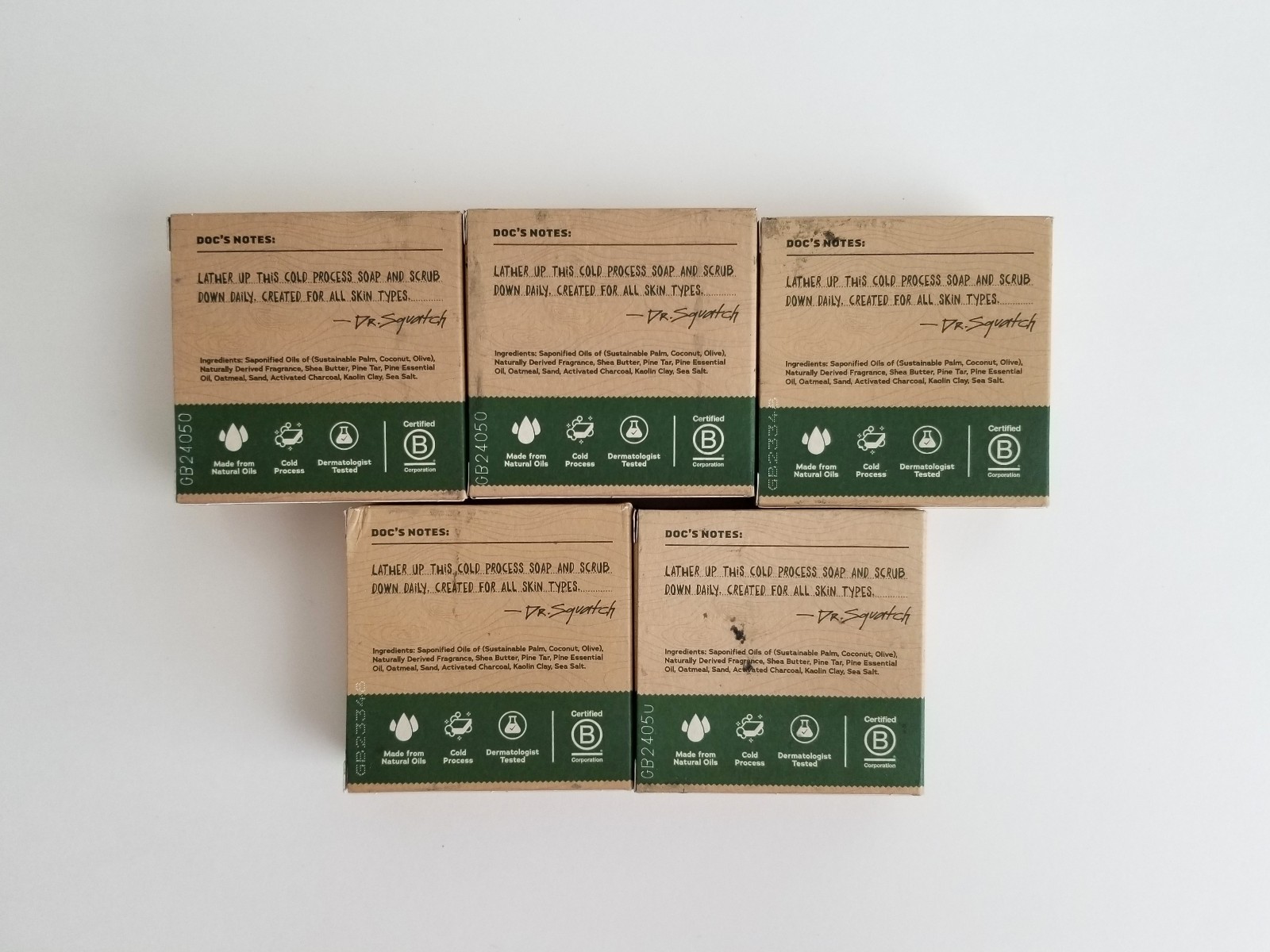NEW 5 Pack Dr. Squatch Men’s Natural Soap Pine Tar Scent Heavy Grit 5oz Each