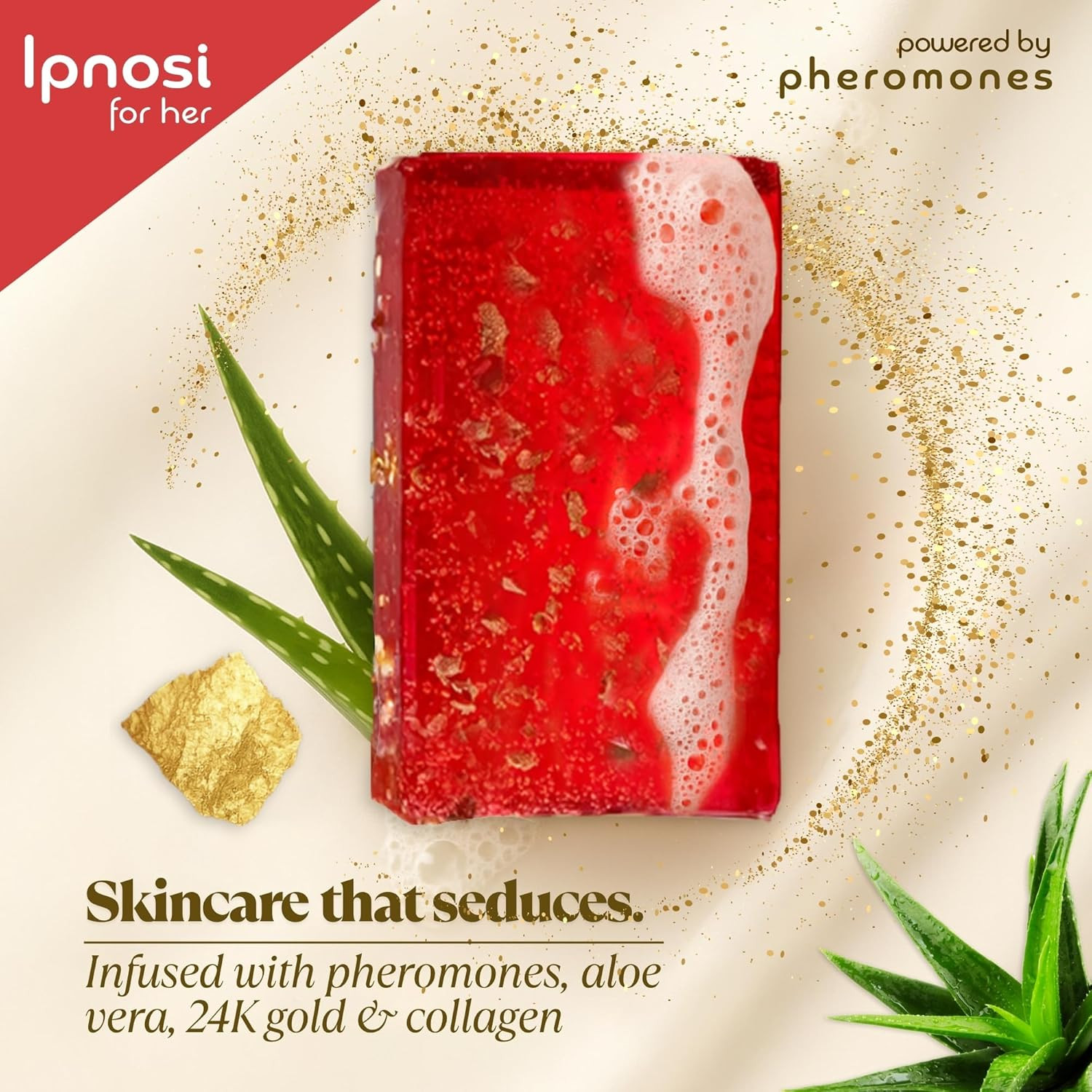 Lpnosi Pheromone Soap for Women, Luxurious Bar with 24K Gold, Collagen & Aloe Ve