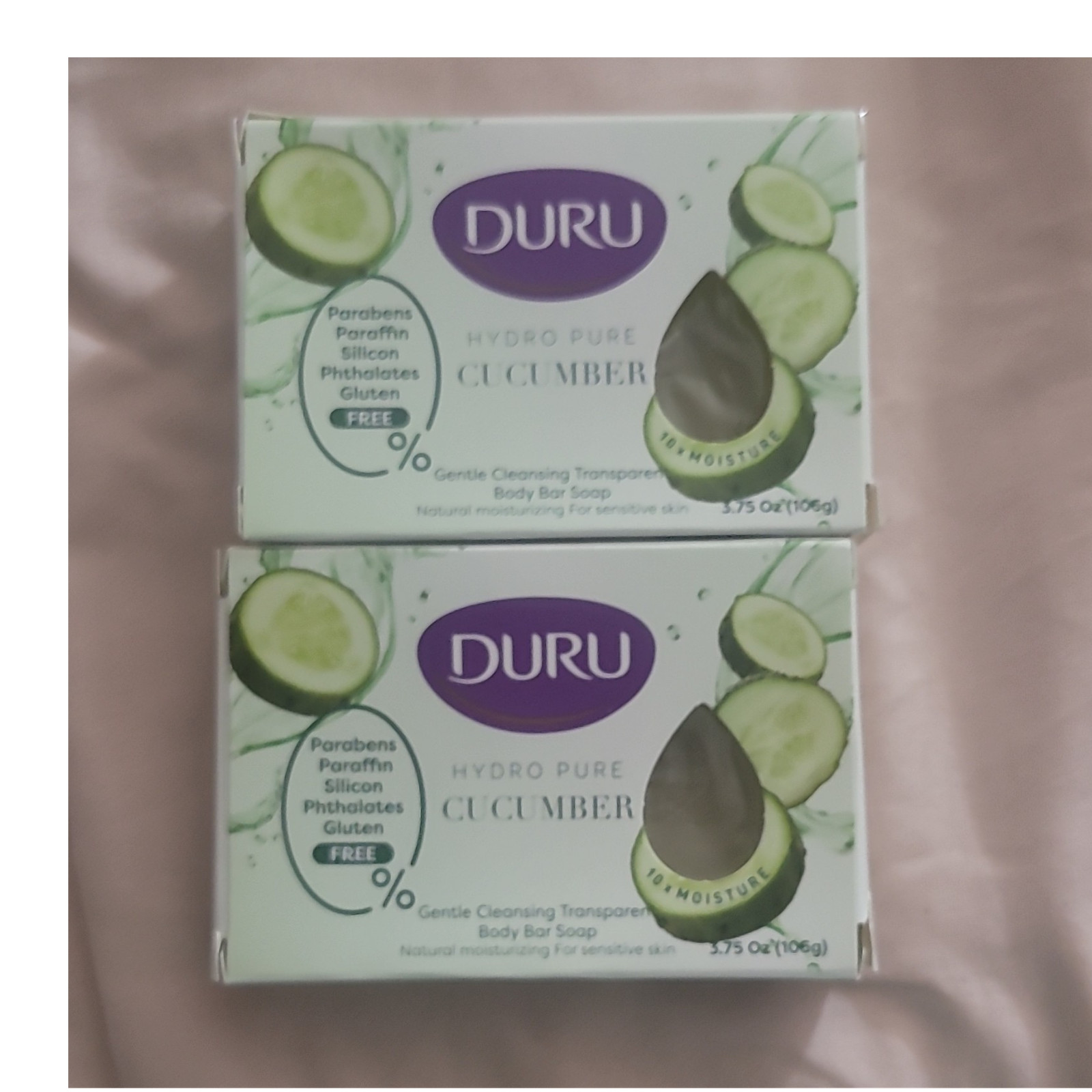 Duru Hydro Pure Cucumber Gentle Paraben-Free Vegan Transparent Bar Soap 3.75 oz