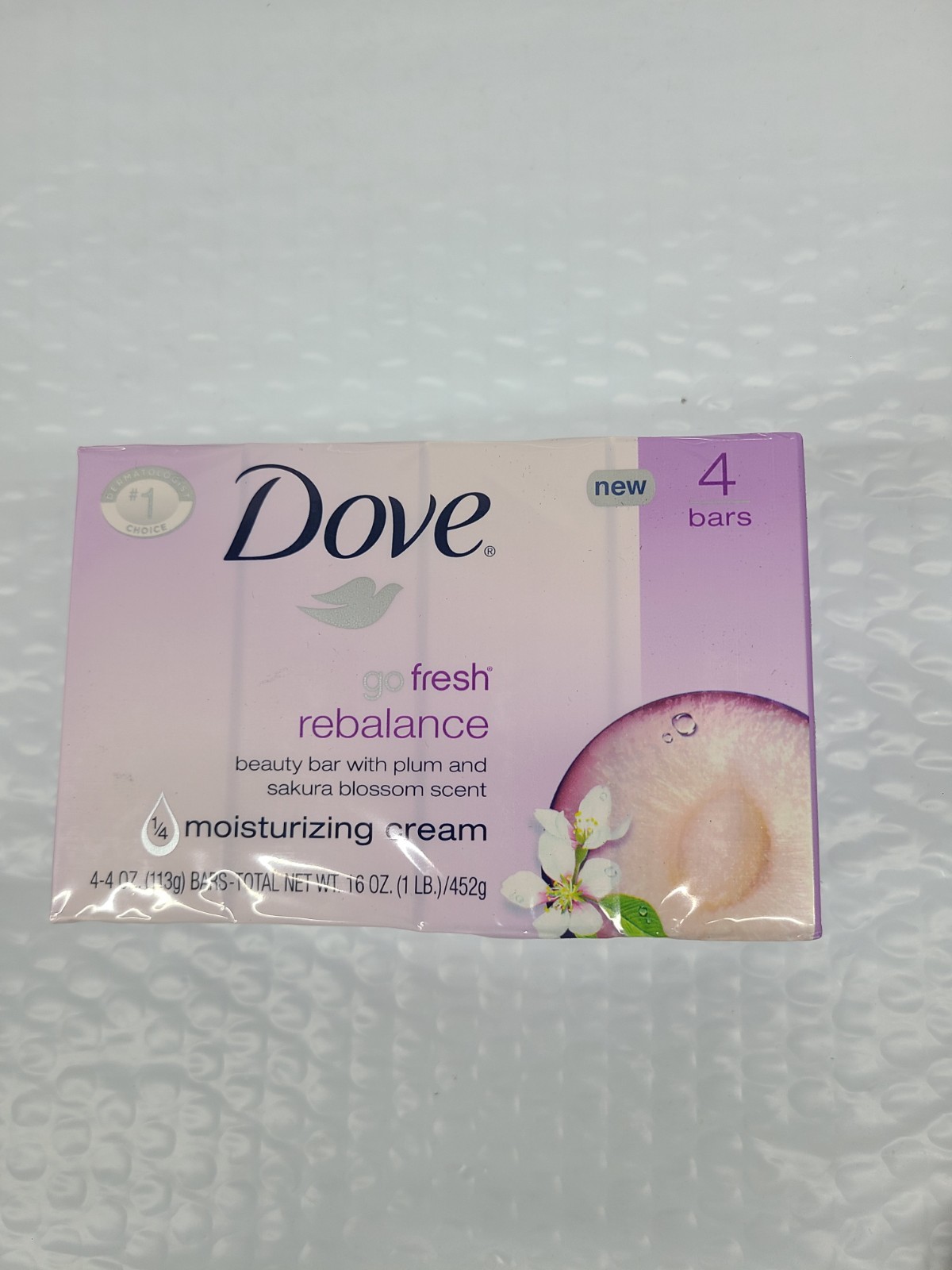 Dove go fresh rebalance Moisturizing Cream 4 Bars Each 4.4 oz NEW